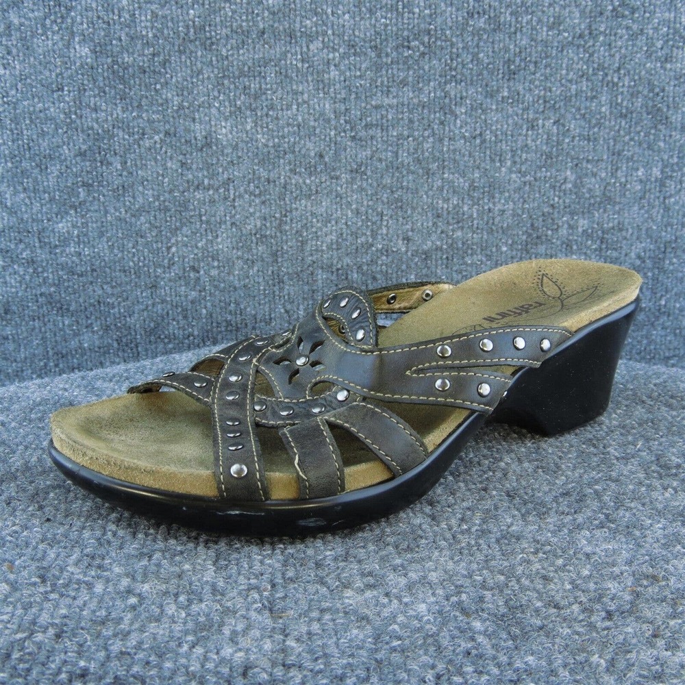 Umberto Raffini Women Slide Sandal Shoes Black Leather Size‎ 39 Medium